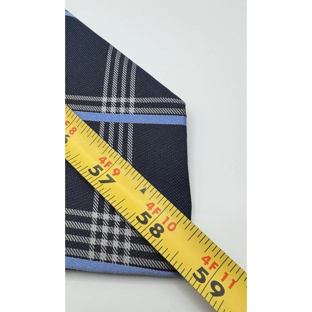 Michael Kors Tie Navy‎ Blue Plaid Check Silk Blend Classic Width Men's Necktie